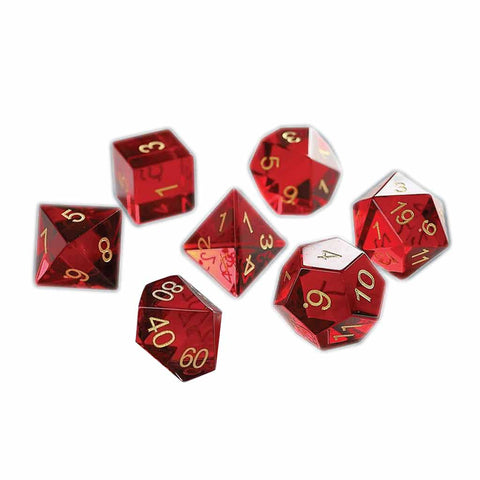 'Dragonfire' Handcrafted Glass Dice Set & Dice Case - Bea DnD Games