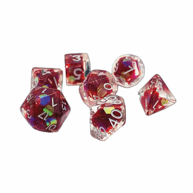 Dragons Blood - 7 Piece Polyhedral Dice Set + Dice Bag - Bea DnD Games