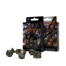 Dragons Bottle Green & Gold 7pc Polyhedral Dice Set by Q Workshop - Bea DnD Games