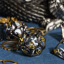 Dragons Cage - 7 Piece Hollow Metal Polyhedral Dice Set & Dice Case - Bea DnD Games
