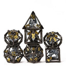 Dragons Cage - 7 Piece Hollow Metal Polyhedral Dice Set & Dice Case - Bea DnD Games