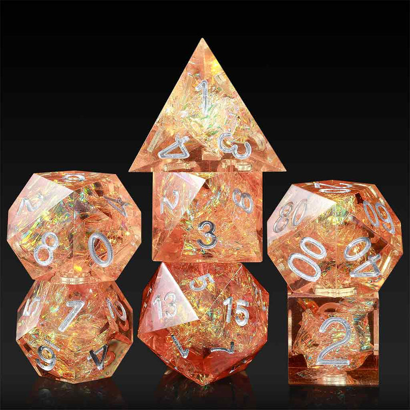 Dragons Heartstone Handcrafted Sharp Edge Dice Set & Dice Case - Bea DnD Games