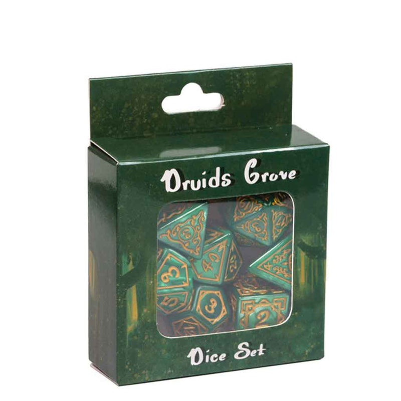 Druids Grove - 7 Piece Polyhedral Dice Set + Dice Bag - Bea DnD Games