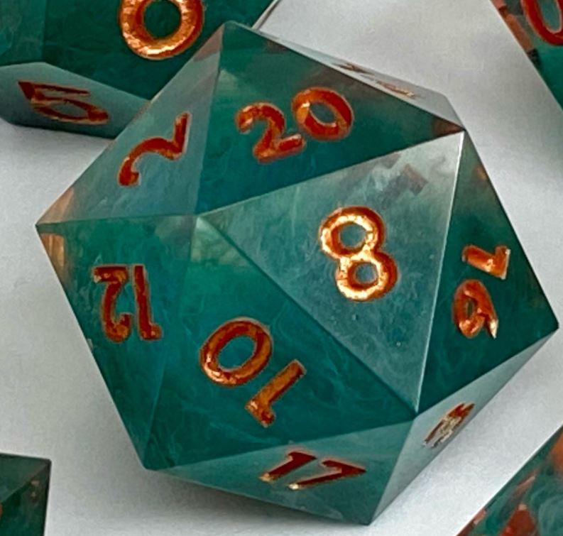 DTealy - New Zealand Made Handcrafted Dice Set by Tui Dice - Bea DnD Games
