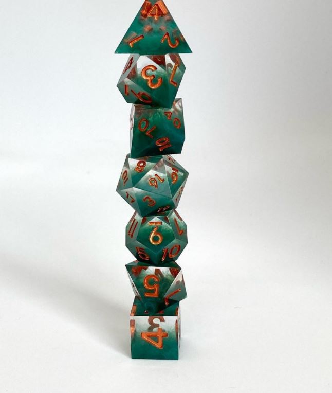 DTealy - New Zealand Made Handcrafted Dice Set by Tui Dice - Bea DnD Games