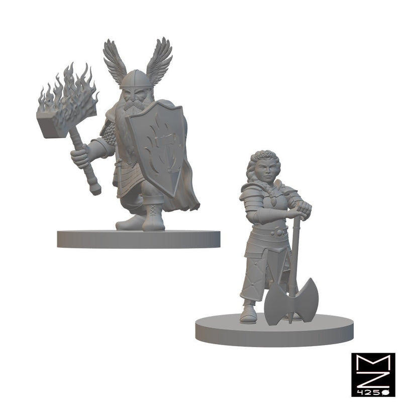 Dwarf Paladins | BeaMini Unpainted RPG Miniatures - Bea DnD Games