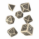 Dwarven Beige & Black 7pc Polyhedral Dice Set by Q Workshop - Bea DnD Games