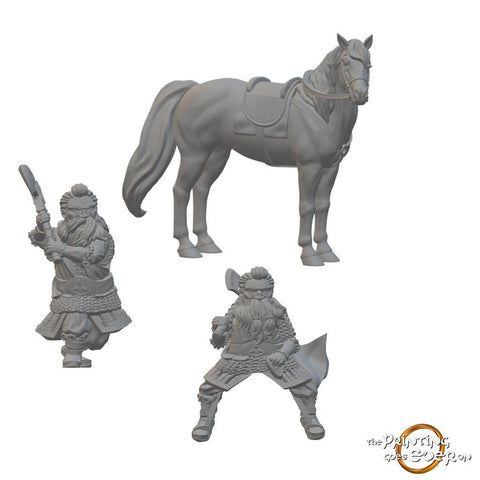 Dwarven Fighters and Mount | BeaMini Unpainted RPG Miniatures - Bea DnD Games