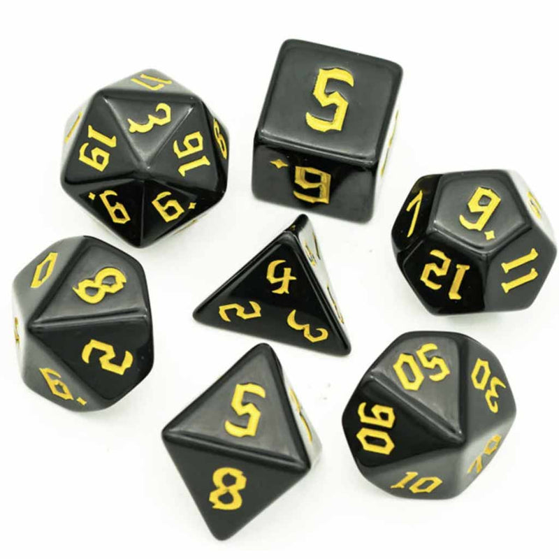 Dwarven Runes - 7 Piece Runic Polyhedral Dice Set + Dice Bag - Bea DnD Games