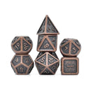Dwarven Veteran 7 Piece Metal Polyhedral Dice Set & Dice Case - Bea DnD Games