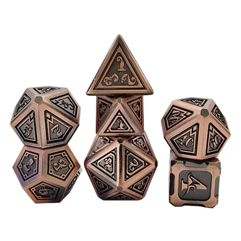 Dwarven Ziggurat 7 Piece Metal Polyhedral Dice Set & Dice Case - Bea DnD Games