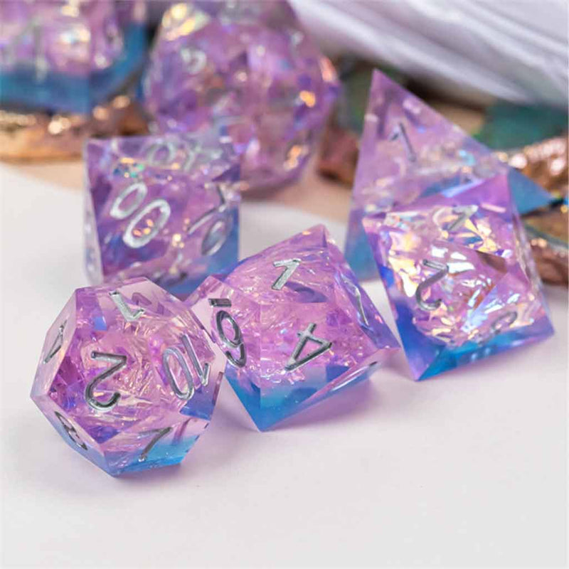 Early Twilight Handcrafted Sharp Edge Dice Set & Dice Case - Bea DnD Games