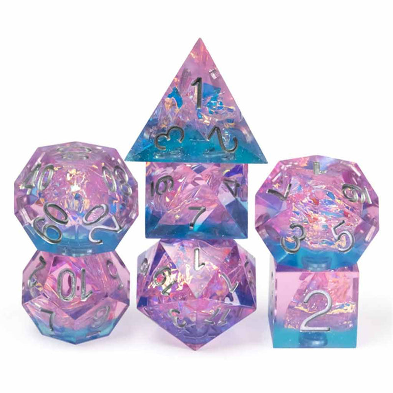 Early Twilight Handcrafted Sharp Edge Dice Set & Dice Case - Bea DnD Games