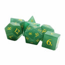 Earth Magic - Handcrafted Green Aventurine Gemstone Dice Set & Dice Case - Bea DnD Games