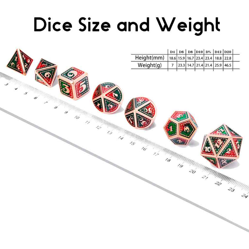 Elder Wyrm 7 Piece Metal Polyhedral Dice Set & Dice Case - Bea DnD Games