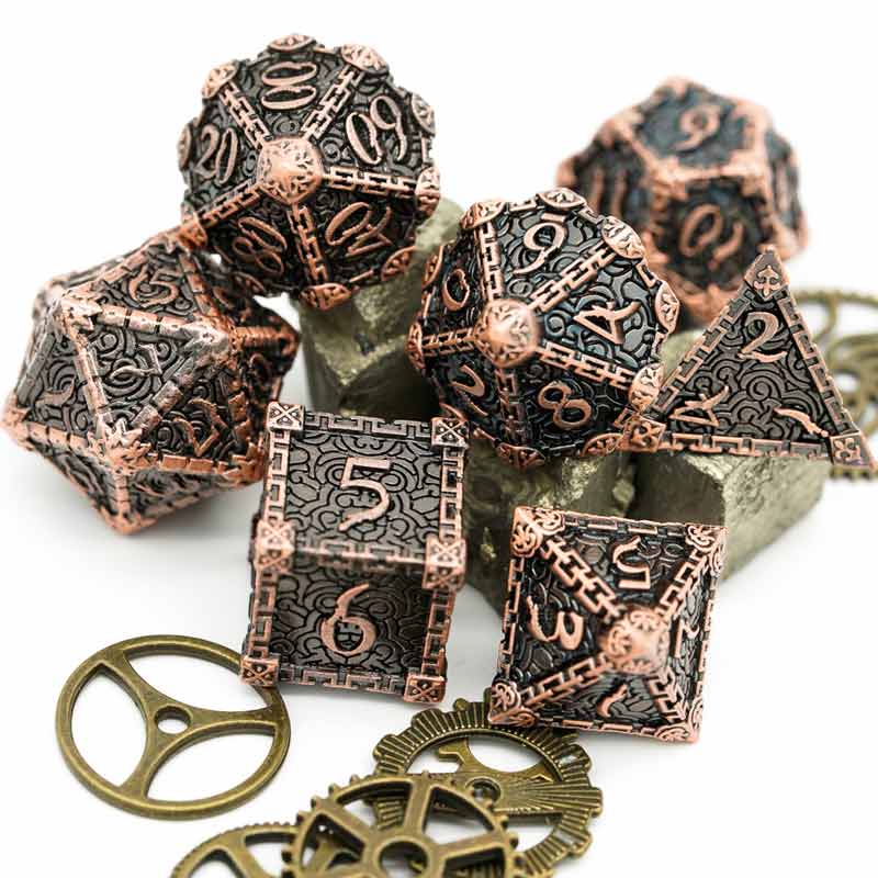 Eldritch Blade 7 Piece Metal Polyhedral Dice Set & Dice Case - Bea DnD Games