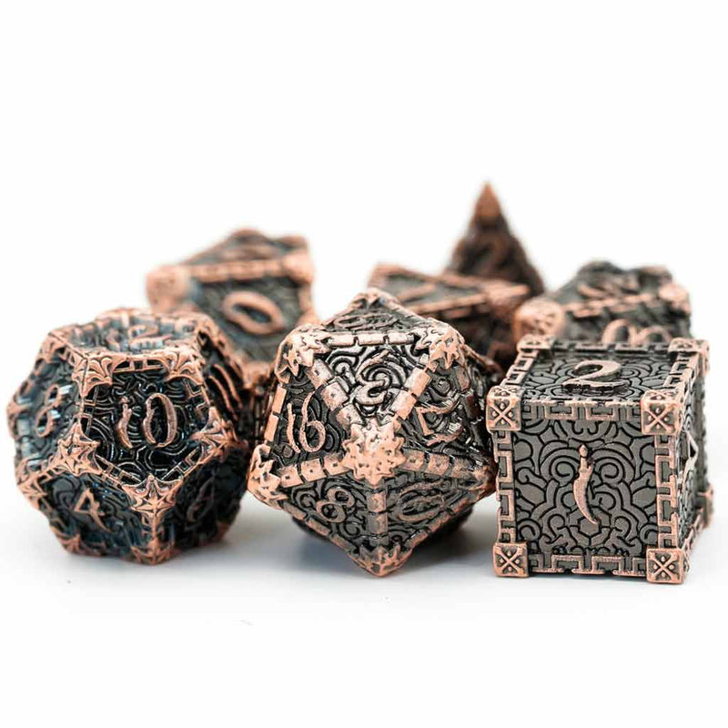 Eldritch Blade 7 Piece Metal Polyhedral Dice Set & Dice Case - Bea DnD Games
