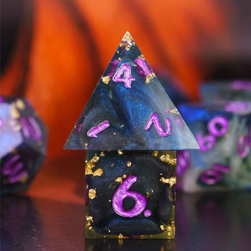 Eldritch Typhoon Handcrafted Sharp Edge Dice Set & Dice Case - Bea DnD Games