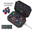 'Electric Dice' - Rechargeable Light Up Dice - 7 Piece Dice Set - Bea DnD Games