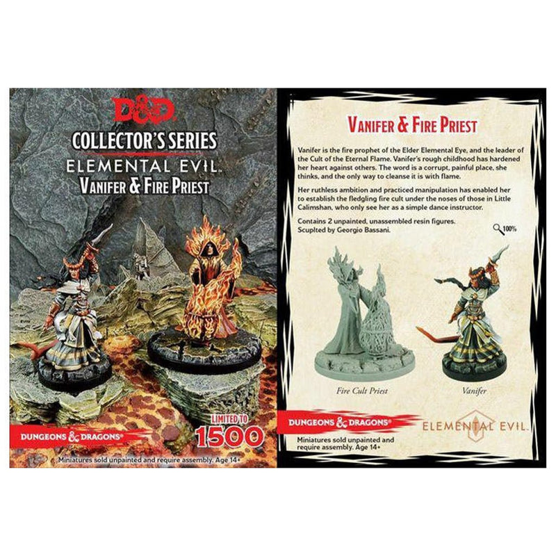 Elemental Evil Vanifer & Fire Priest (2 Figures) - Limited Edition - D&D Collectors Series Unpainted Miniatures - Bea DnD Games