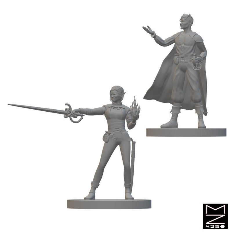 Elf Hexblade Warlocks | BeaMini Unpainted RPG Miniatures - Bea DnD Games