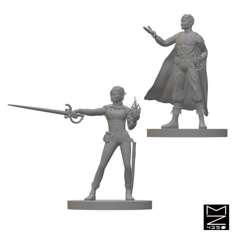 Elf Hexblade Warlocks | BeaMini Unpainted RPG Miniatures - Bea DnD Games
