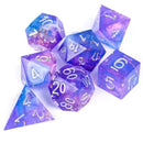 Elliptical Galaxy Handcrafted Sharp Edge Dice Set & Dice Case - Bea DnD Games