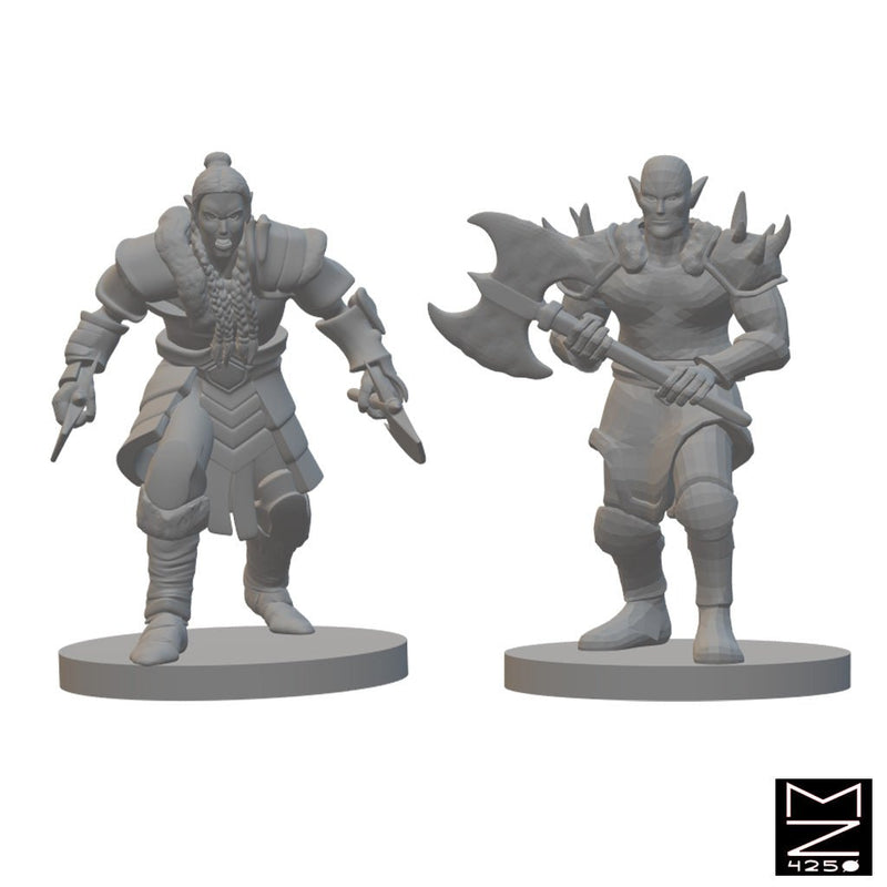 Elven Barbarians | BeaMini Unpainted RPG Miniatures - Bea DnD Games