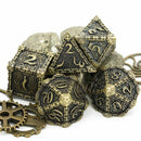 Elven Blade 7 Piece Metal Polyhedral Dice Set & Dice Case - Bea DnD Games