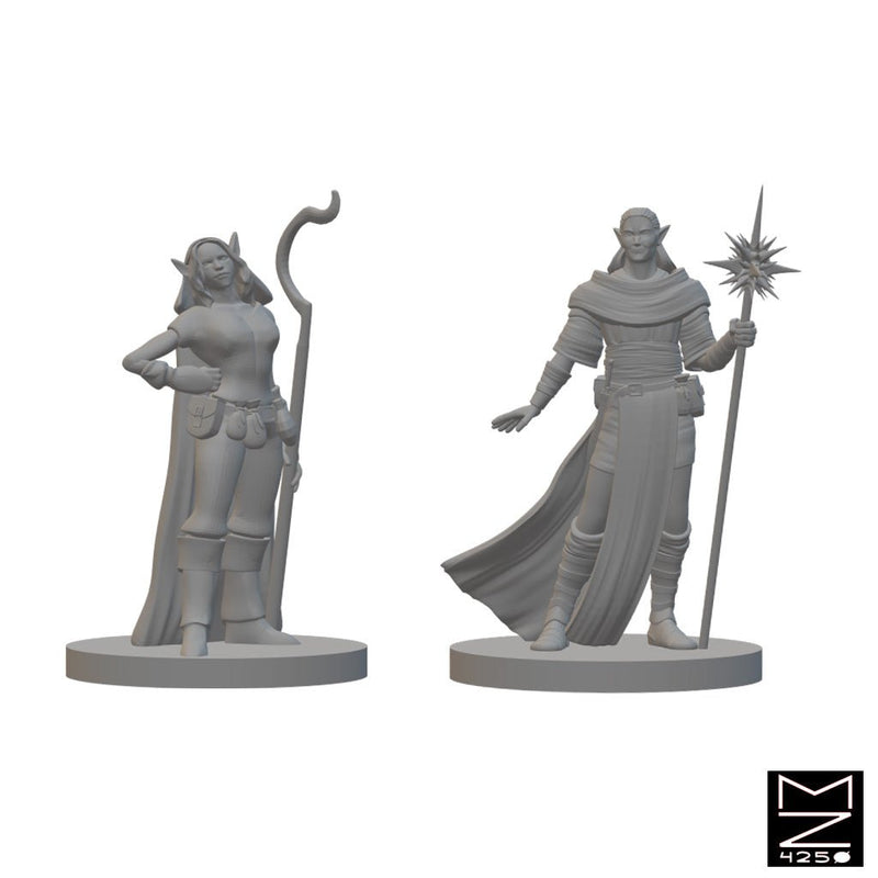 Elven Druids | BeaMini Unpainted RPG Miniatures - Bea DnD Games