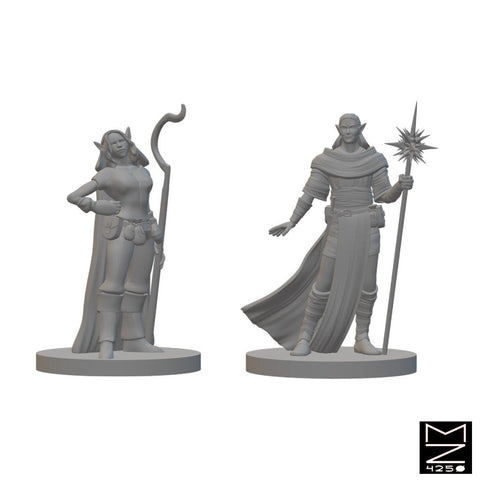 Elven Druids | BeaMini Unpainted RPG Miniatures - Bea DnD Games