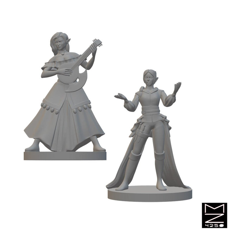 Elven Female Bards | BeaMini Unpainted RPG Miniatures - Bea DnD Games