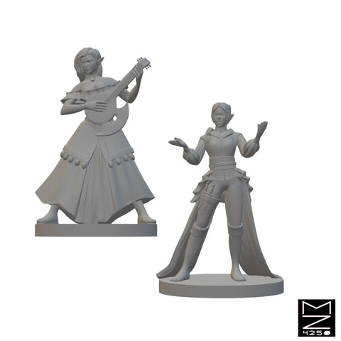 Elven Female Bards | BeaMini Unpainted RPG Miniatures - Bea DnD Games