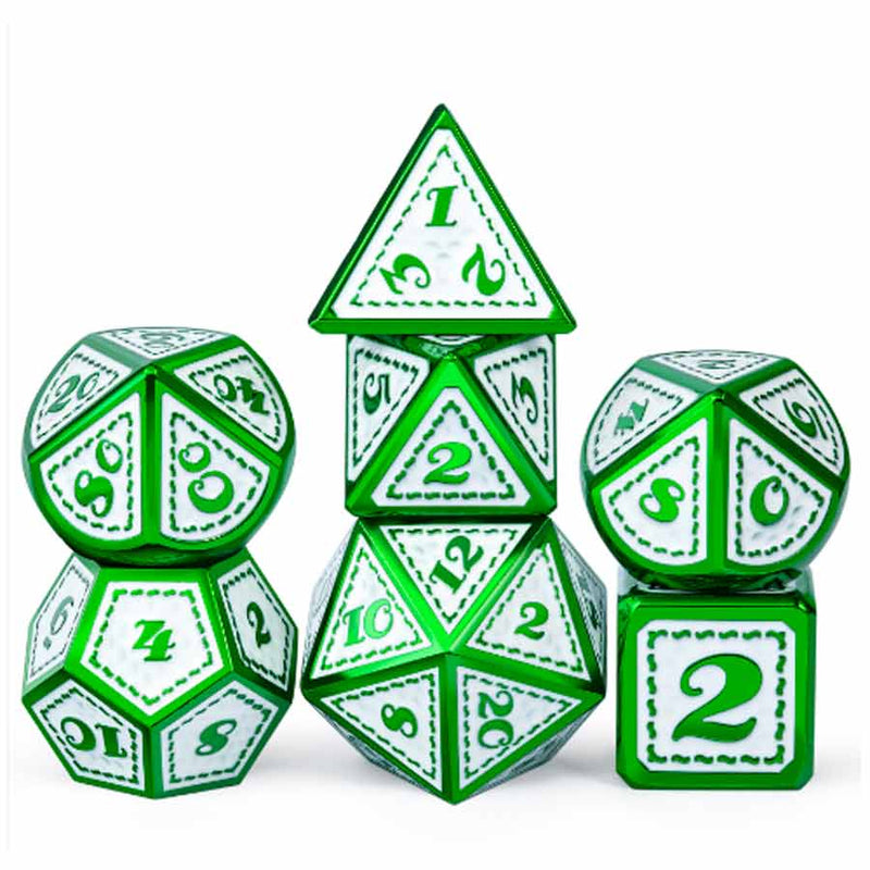 Elven Forged Armour 7 Piece Metal Polyhedral Dice Set & Dice Case - Bea DnD Games
