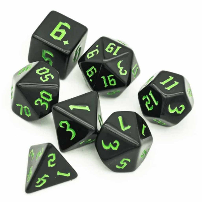 Elven Runes - 7 Piece Runic Polyhedral Dice Set + Dice Bag - Bea DnD Games