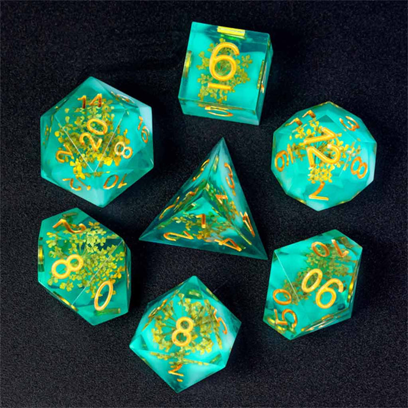 Elven Spellweaver Handcrafted Sharp Edge Dice Set & Dice Case - Bea DnD Games