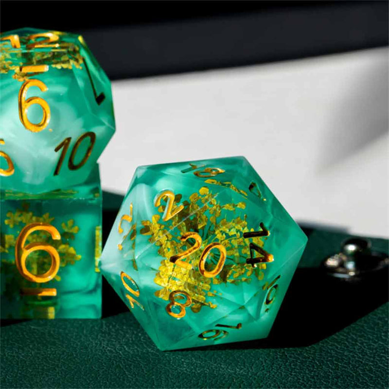 Elven Spellweaver Handcrafted Sharp Edge Dice Set & Dice Case - Bea DnD Games