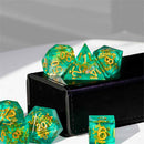 Elven Spellweaver Handcrafted Sharp Edge Dice Set & Dice Case - Bea DnD Games