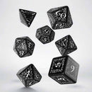 Elvish Black & White 7 Piece Dice Set by Q Workshop - Bea DnD Games