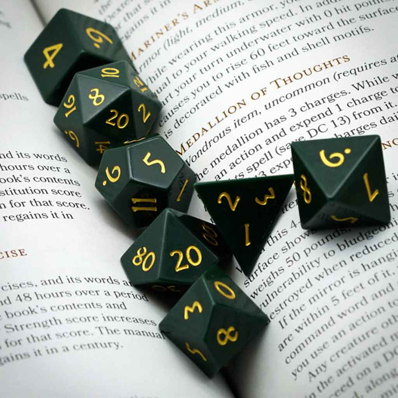 Emerald City - Turquoise Gemstone Dice Set & Dice Case - Bea DnD Games