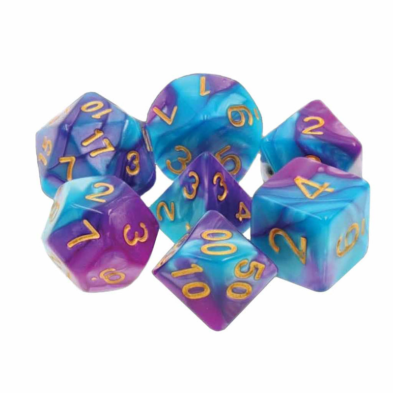 Enchanted Unicorn - 7 Piece Polyhedral Dice Set + Dice Bag - Bea DnD Games