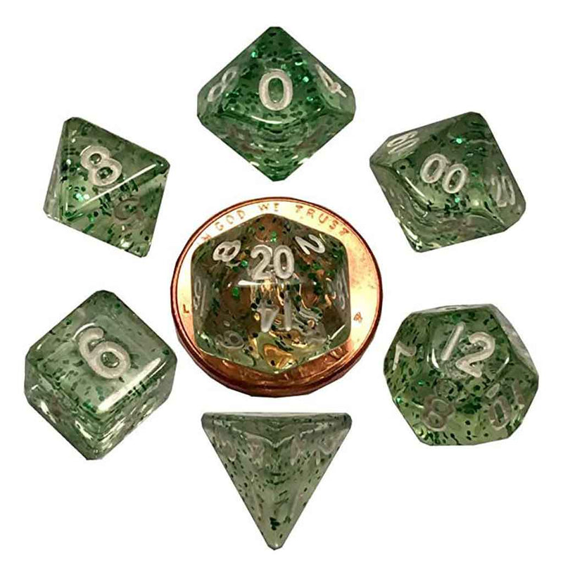 Ethereal Green Mini Polyhedral Dice Set - Bea DnD Games