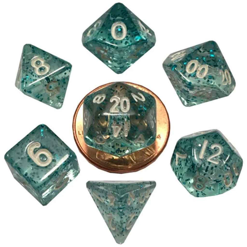 Ethereal Light Blue Mini Polyhedral Dice Set - Bea DnD Games