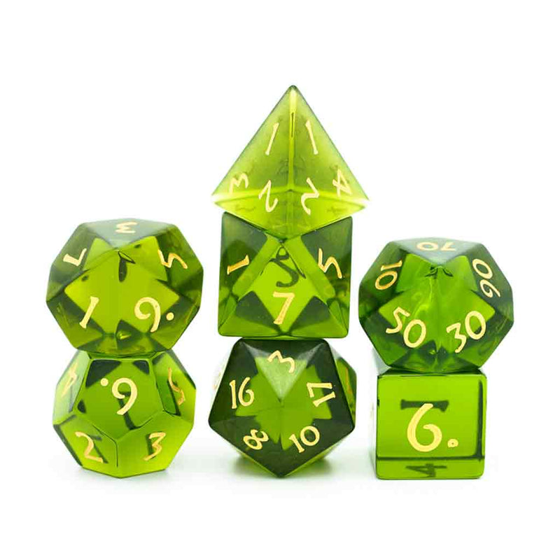Evillene - Handcrafted Glass Dice Set & Dice Case - Bea DnD Games