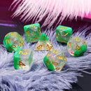 Fairy Forest - 7 Piece Polyhedral Dice Set + Dice Bag - Bea DnD Games