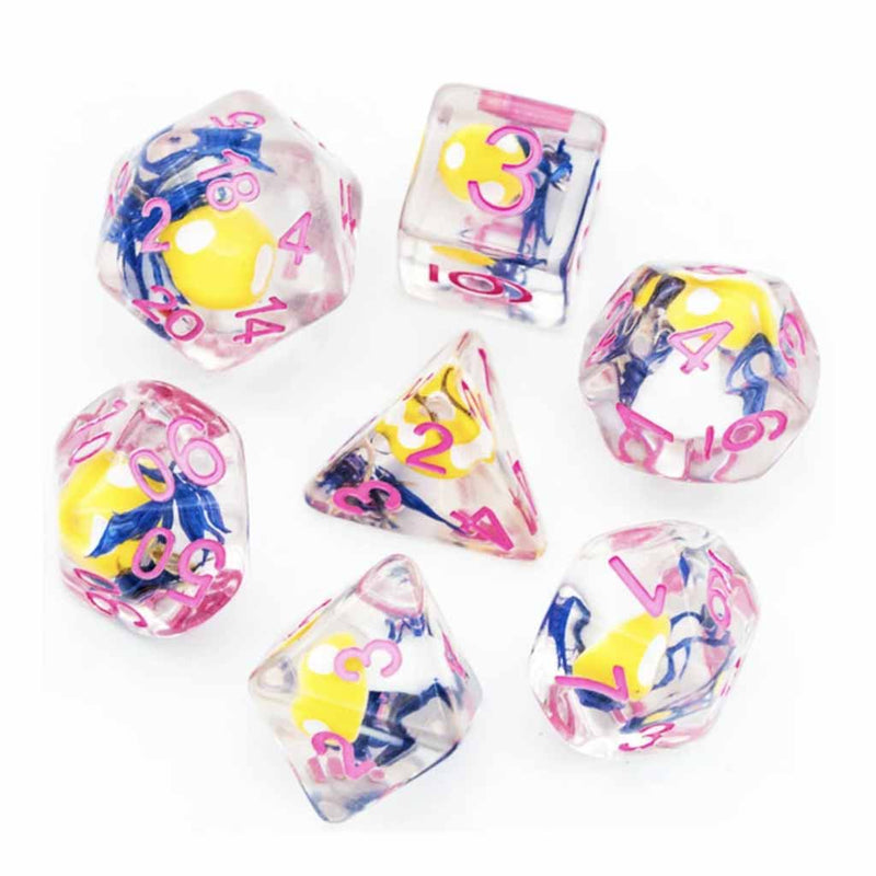 Fairy Magic - 7 Piece Polyhedral Dice Set + Dice Bag - Bea DnD Games