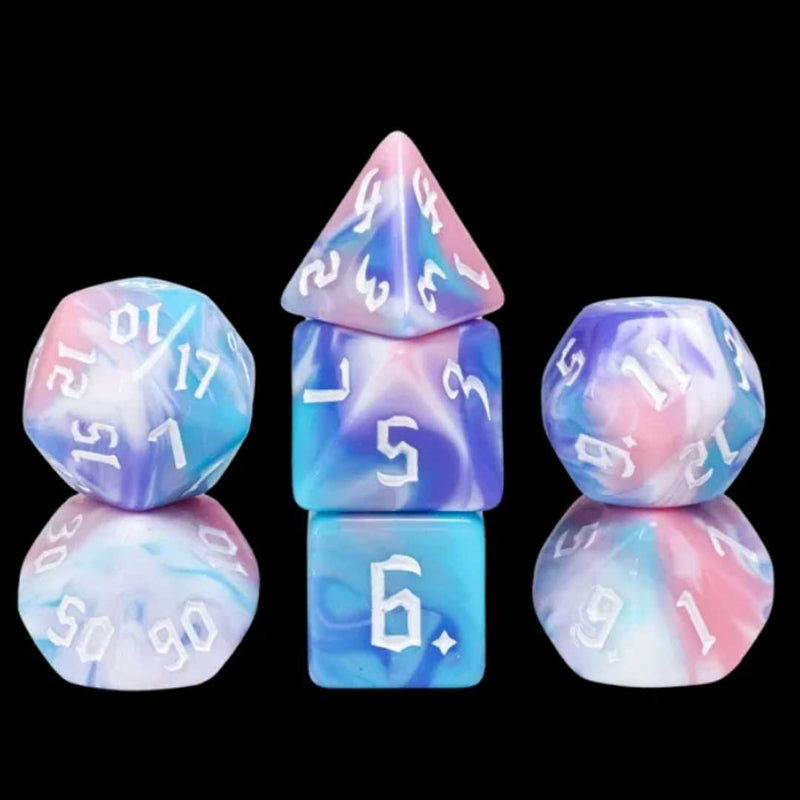 Fairy Tale - 7 Piece Polyhedral Dice Set + Dice Bag - Bea DnD Games