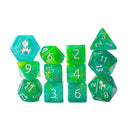 Fern 12 Piece Glimmer Dice Set with Silver Ink + Dice Bag (Kraken Dice) - Bea DnD Games