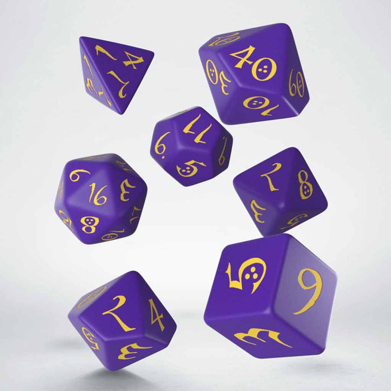 Fey Enchantress (Purple & Yellow) 7pc polyhedral dice set by Q Workshop - Bea DnD Games