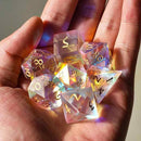 Fey Touched Crystal Handcrafted Glass Dice Set & Dice Case - Bea DnD Games